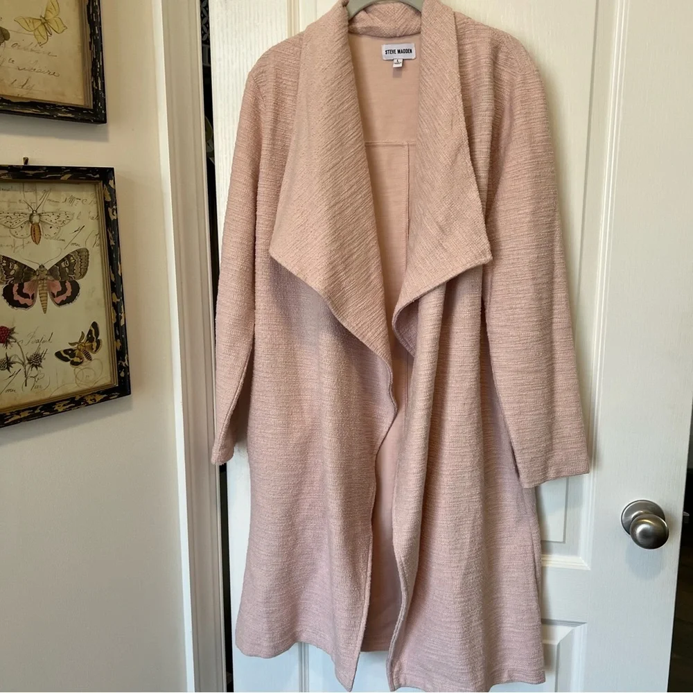 Steve Madden SLUB KNIT JACKET IN ROSE TAUPE size large